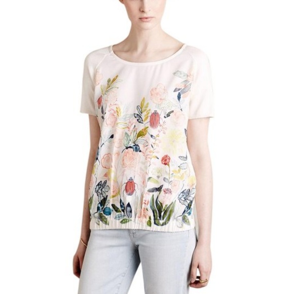 Anthropologie Tops - Knitted & Knotted | Floral Short Sleeve Sweater